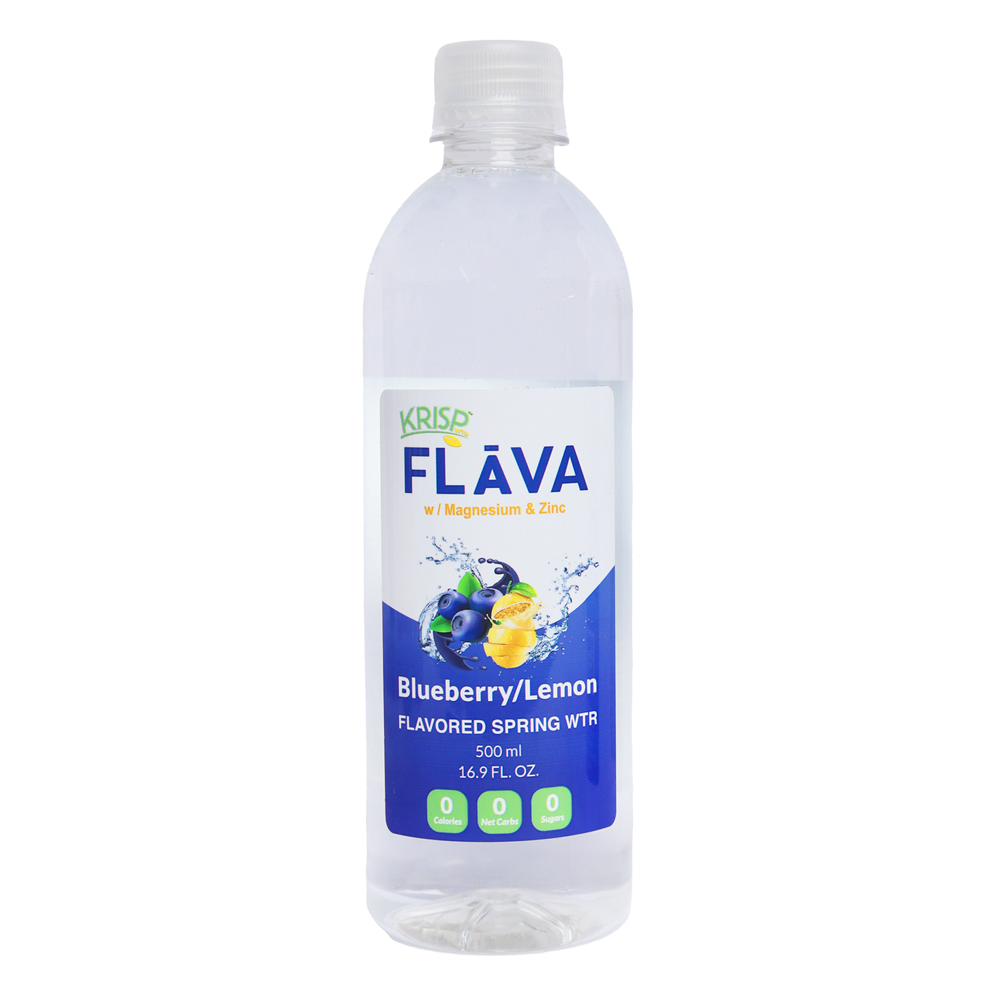KRISP FLAVA Organic Blueberry/Lemon Flavored Sprin Water w/ Magnesium & Zinc - 12 pk