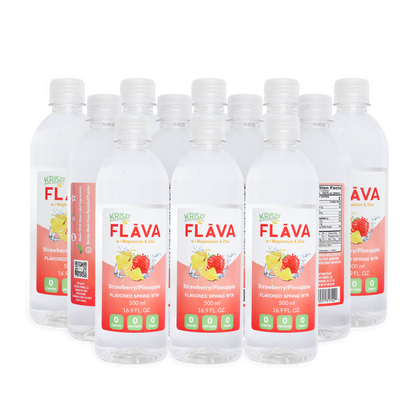 KRISP FLAVAS Organic Strawberry/Pineapple Flavored Spring Water w/ Magnesium & Zinc - 12 pack